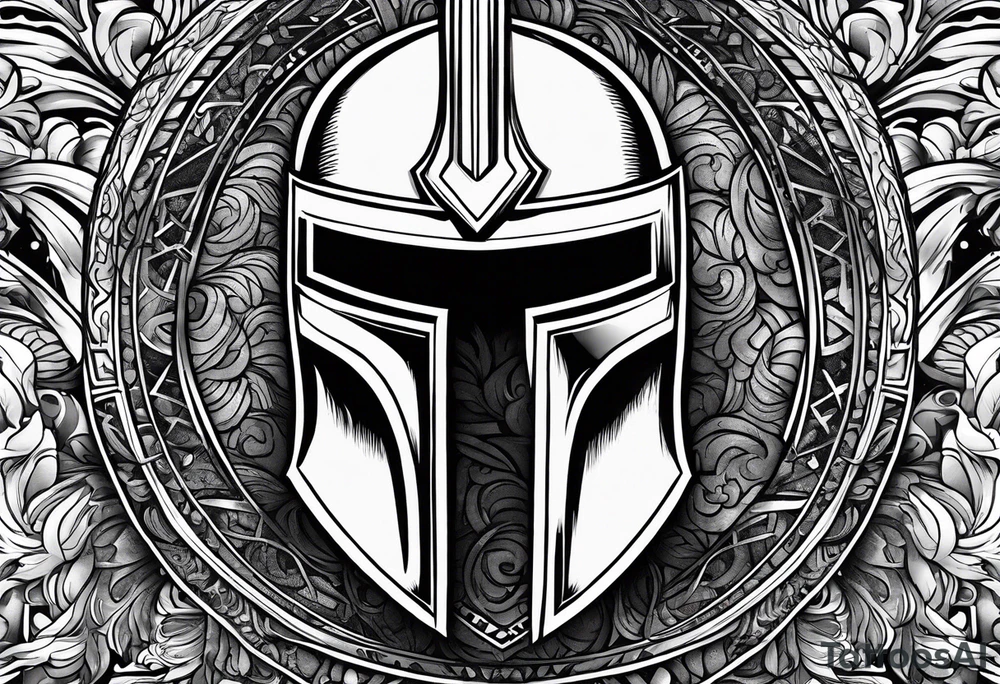 If you’re going thru hell keep going text wrapped around a spartan helmet. tattoo idea