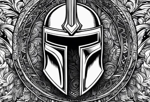 If you’re going thru hell keep going text wrapped around a spartan helmet. tattoo idea