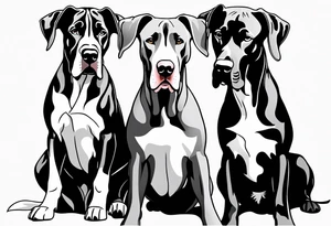 4 Great Danes together tattoo idea
