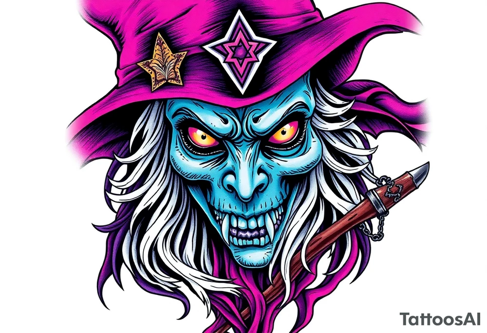 Dangerous witch tattoo idea