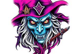 Dangerous witch tattoo idea