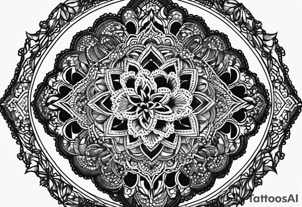 Elbow length black lace glove tattoo idea