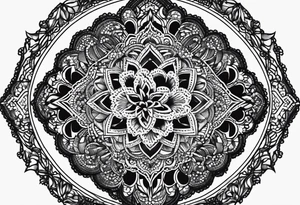 Elbow length black lace glove tattoo idea