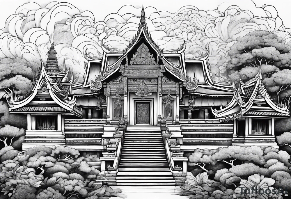 thai temple but minimalistic without any background tattoo idea