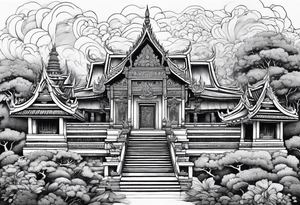 thai temple but minimalistic without any background tattoo idea