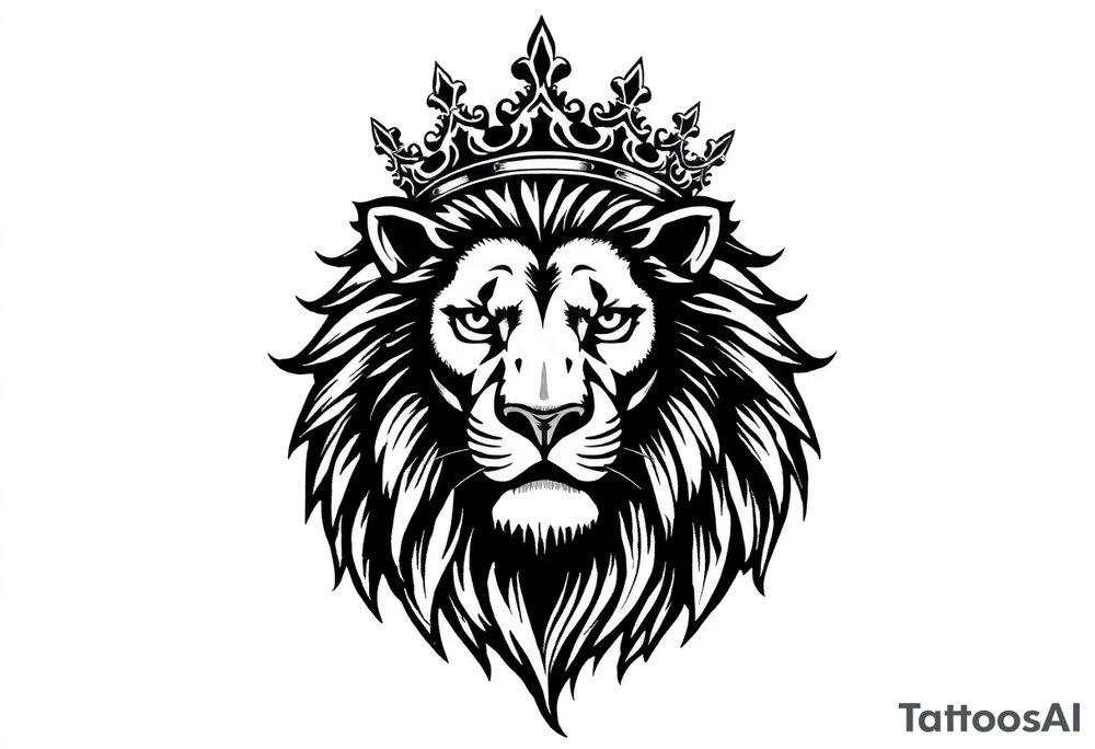 lion with crown tattoo idea