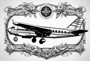 compass airplane tattoo idea