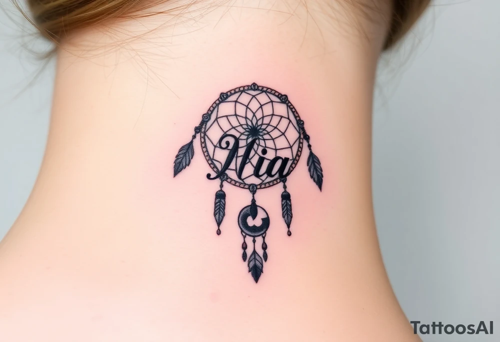 Name Nia in a  dreamcatcher tattoo idea
