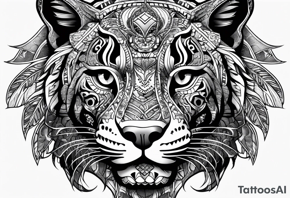 aztec black jaguar with snake tattoo idea