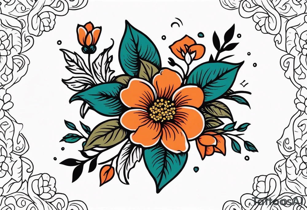 baptize

old school vintage simple traditional design with vintage flowers surrounding
bold color simple tattoo idea