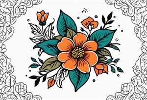 baptize

old school vintage simple traditional design with vintage flowers surrounding
bold color simple tattoo idea