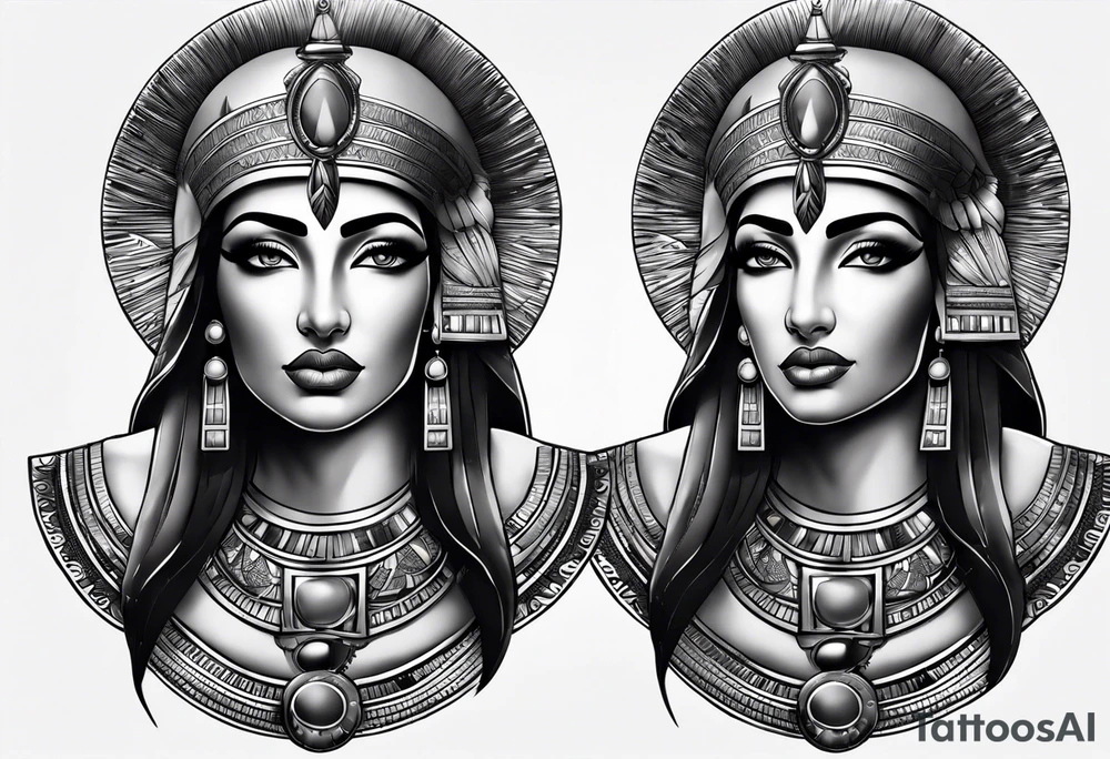 black and gray photo realistic goddess isis tattoo idea