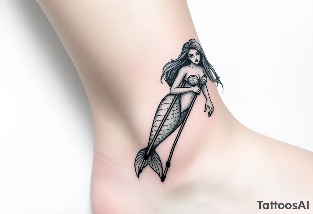Mermaid with crutches tattoo idea