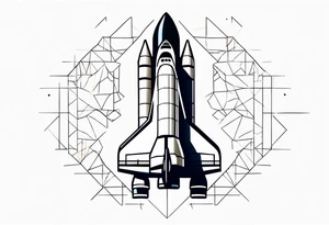 space shuttle launch within geometric shapes tattoo idea