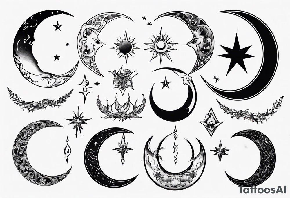 crescent moon masculine tattoo tattoo idea