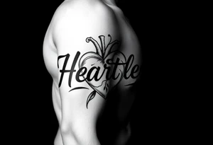 Heartless words written with broken real heart design tattoo idea