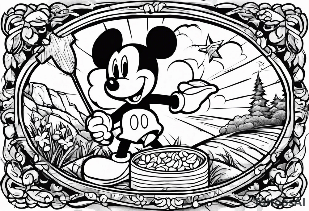 Jesus Christ
Is jackhammering Mickey Mouse in the doo-doo hole
With a lawn dart as Garth Brooks gives birth to something
Resembling a cheddar cheese log with almonds on Santa Claus's tummy-tum tattoo idea