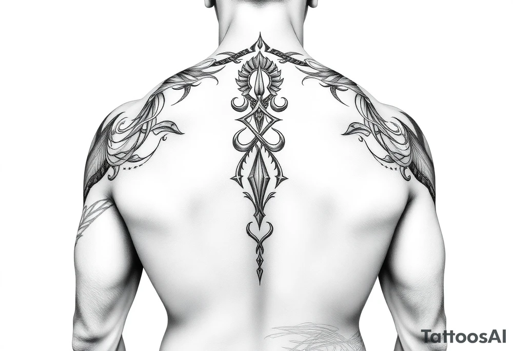 Warrior and Peaceful man standing back to back tattoo idea