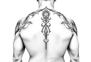 Warrior and Peaceful man standing back to back tattoo idea