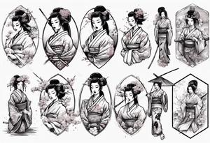 Geisha sakura samurai tattoo idea