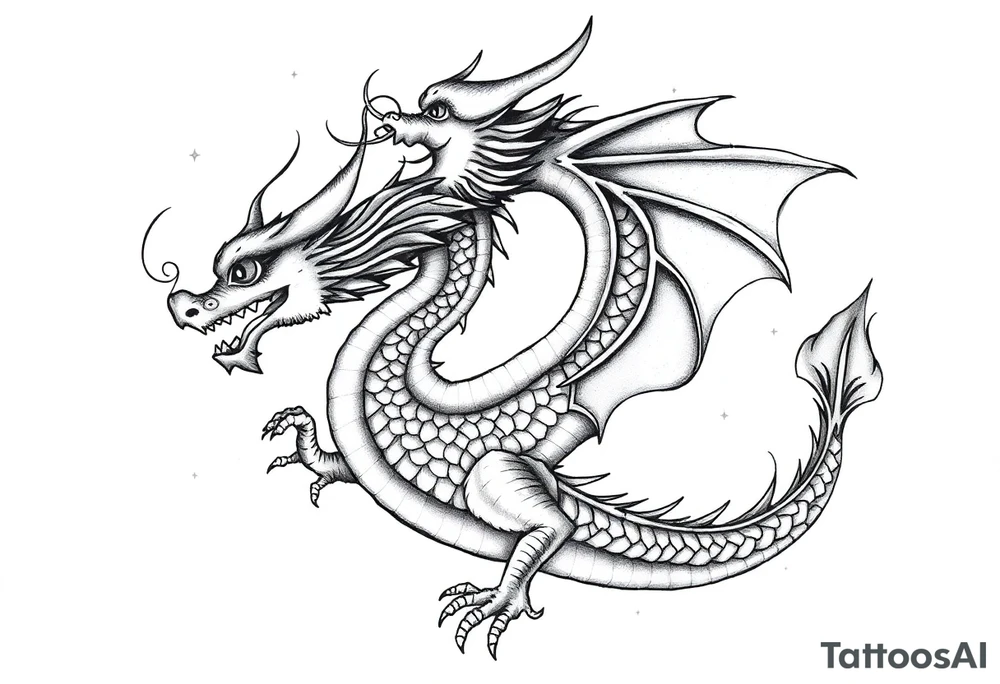 dragon number 8 positive projection, universe, phoenix tattoo idea