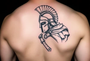 Spartan warrior protecting, guiding, leading, and defining the path for the ones he loves for a right shoulder chest and back piece tattoo idea