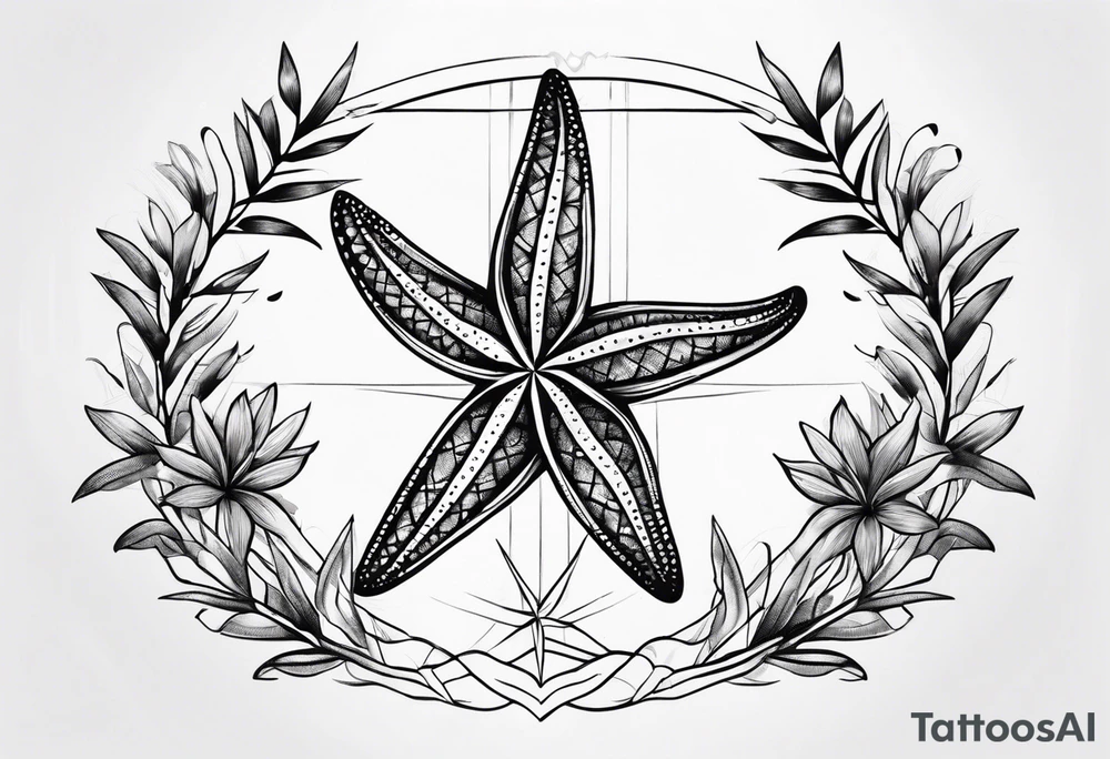 Starfish olive branch tattoo idea