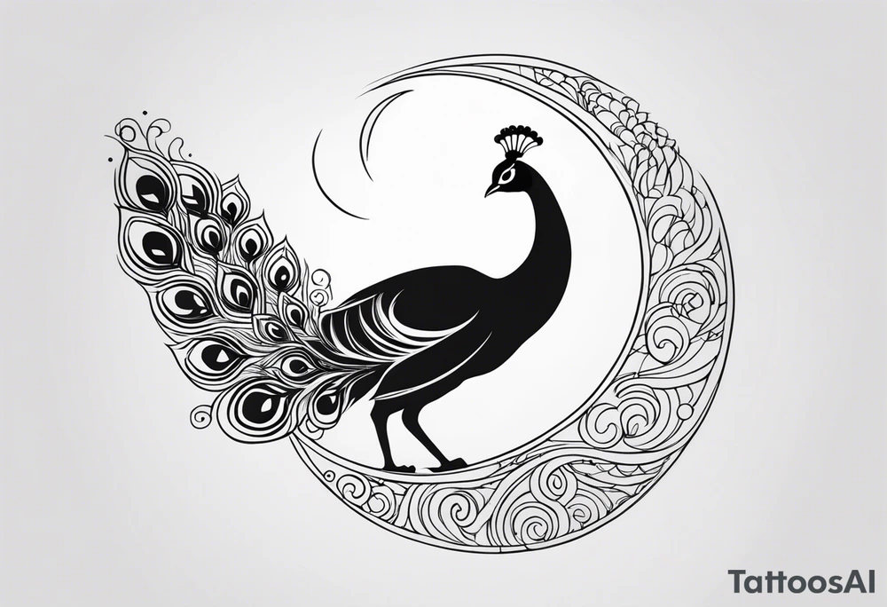 Peacock, moon, Orion, infinity tattoo idea