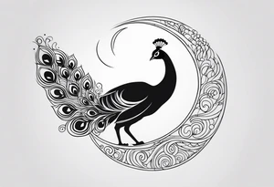 Peacock, moon, Orion, infinity tattoo idea