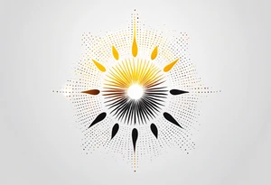 simple sunshine shape made of dots, looks like sun's rays are radiating from centre tattoo idea