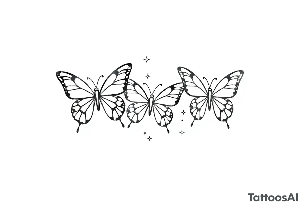 Dainty and fine line basic small butterflies with lots of sparkles tattoo idea