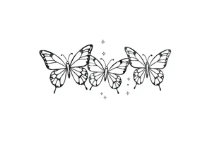 Dainty and fine line basic small butterflies with lots of sparkles tattoo idea