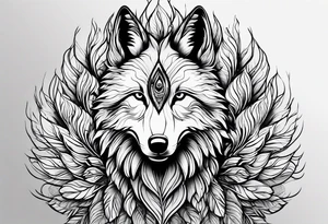 Peacock feather, wolf pup tattoo idea