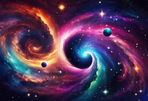 I want a spiral nebula space galaxy tattoo that's colorful and bright and cute and is nice to look at I don't want a traditional circle I want it like the ones thay look like an s shape tattoo idea