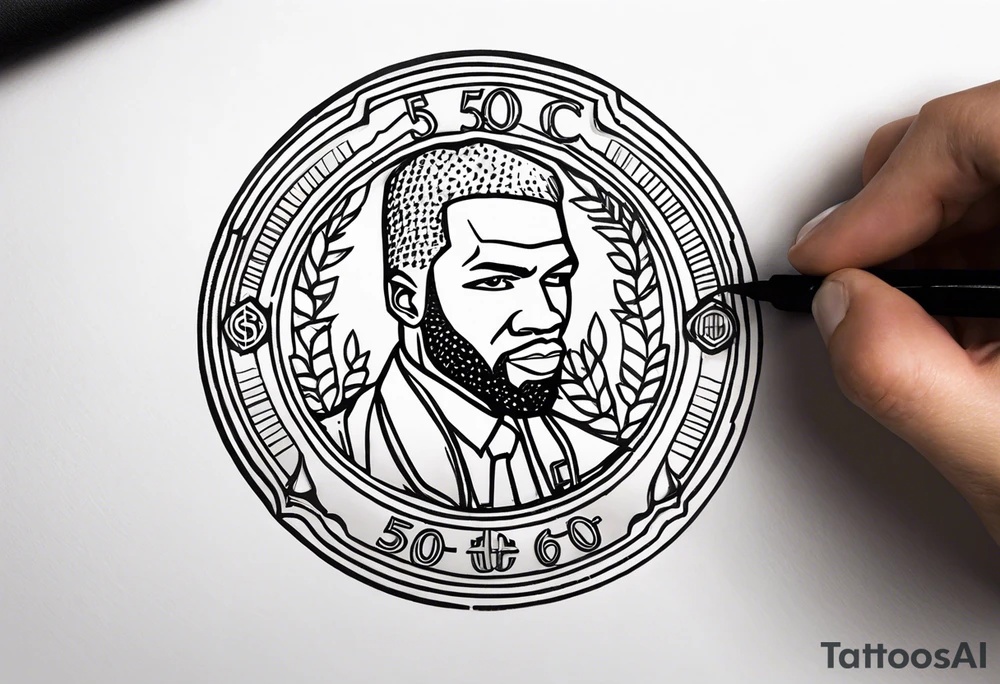 50 cent currency coin tattoo idea