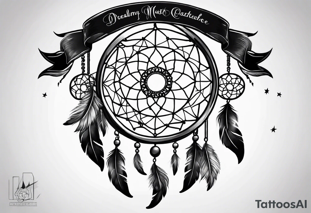 Crescent moon dreamcatcher tattoo idea