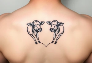 2 mini cows in the shape of a heart tattoo idea