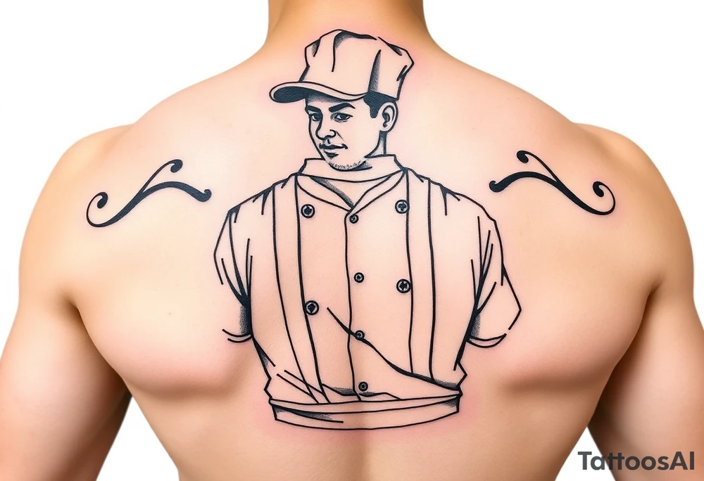 Culinary chef wearing a baseball outfit tattoo idea