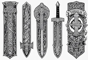 Viking sword Valhalla path tattoo idea