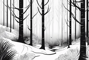 Forest that changes into an ocewn tattoo idea