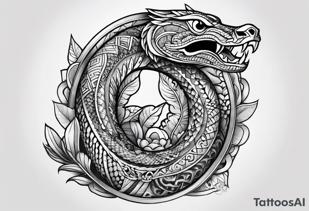 aztec snake sleeve tattoo idea