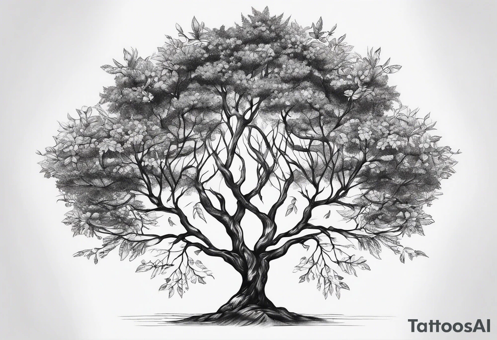 small minimalistic delicate with tree motif tattoo idea