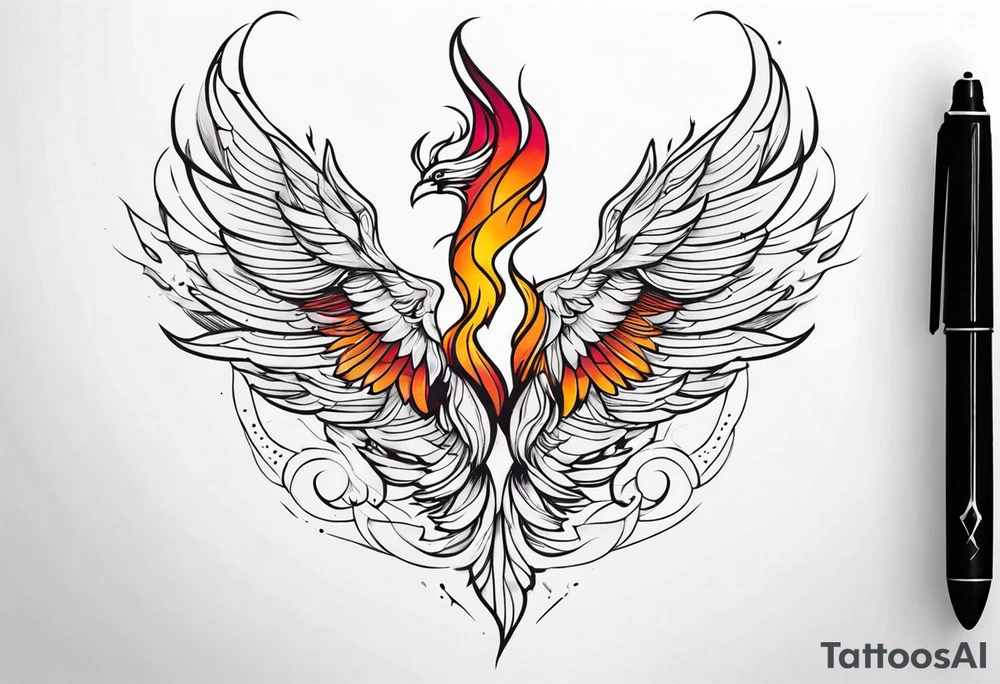 pen and pheonix tattoo idea