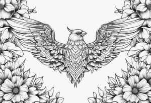 self love, flowers and wings tattoo idea
