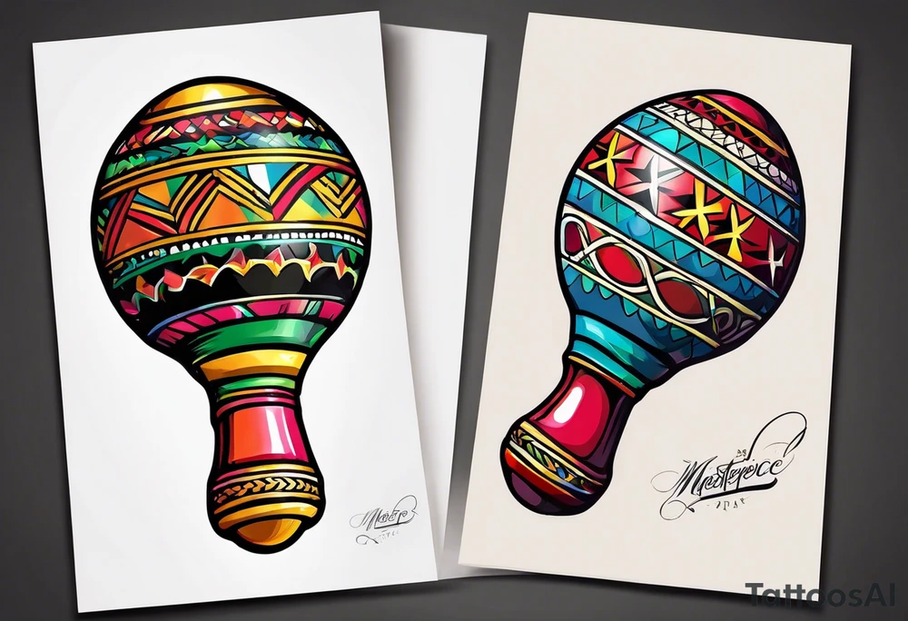2 colorfull swinging maracas with cuban star tattoo idea