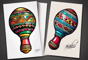 2 colorfull swinging maracas with cuban star tattoo idea
