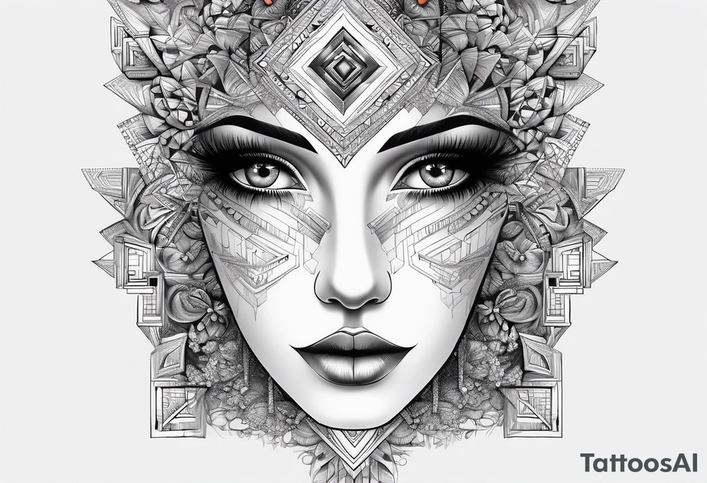 Fractal auto similar squares eyes tattoo idea