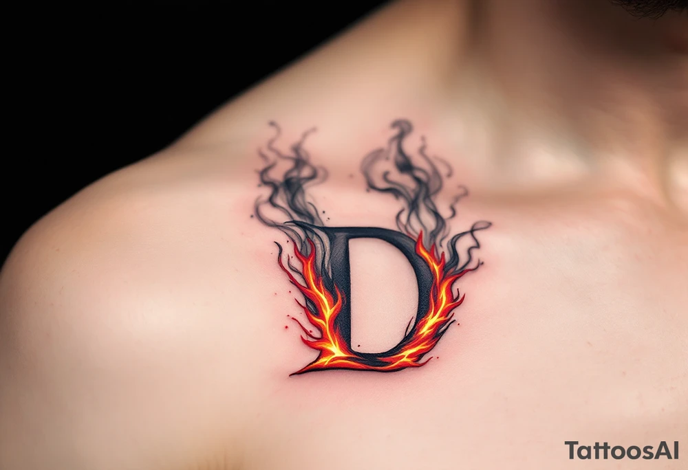 Fire & Smoke D – A fiery D with bright red and orange flames licking up the sides, with smoky gray wisps rising off the top. tattoo idea