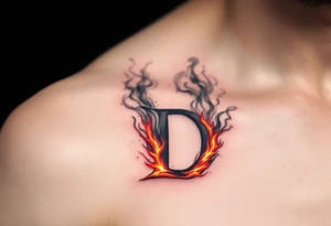 Fire & Smoke D – A fiery D with bright red and orange flames licking up the sides, with smoky gray wisps rising off the top. tattoo idea
