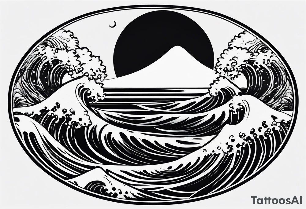 I want a tattoo of the ocean in a simple circle tattoo idea